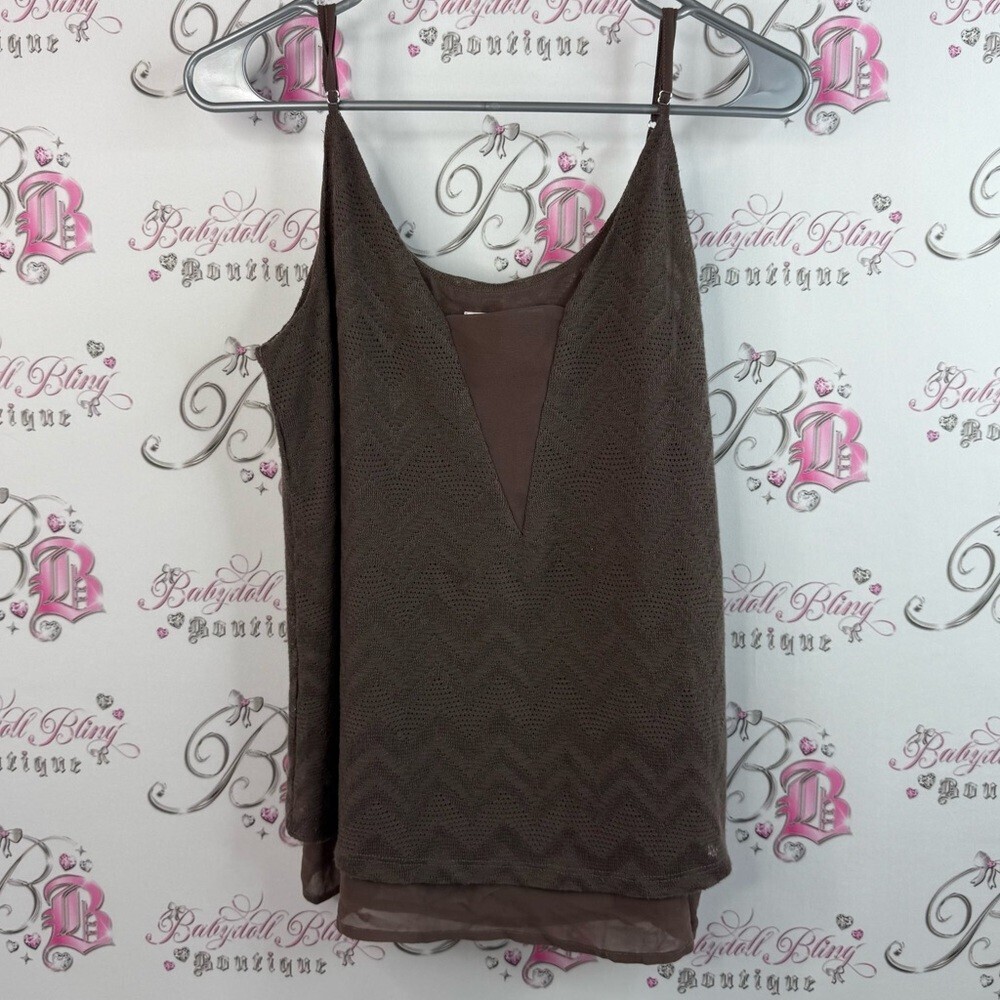 Ricki's tank top crocheting knit pattern Chevron Aztec Brown Camisole Top